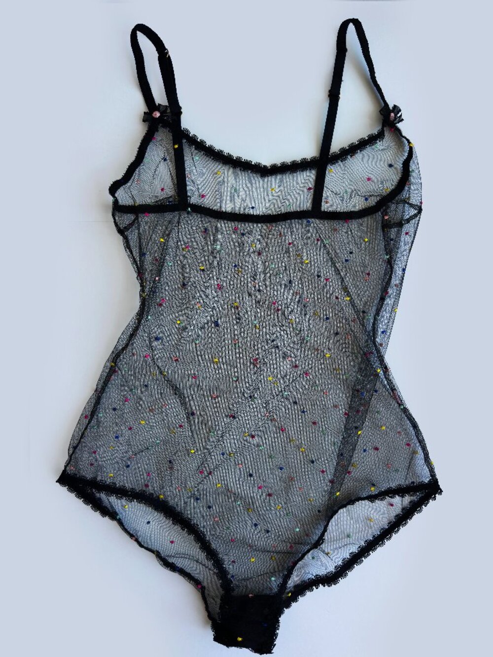 Agent Provocateur Black Sheer Mesh Embroidered Bodysuit NWOT